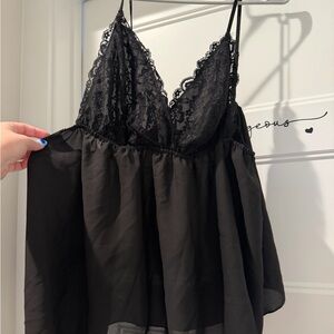 SHEIN Black Lace Trim Chiffon Camisole